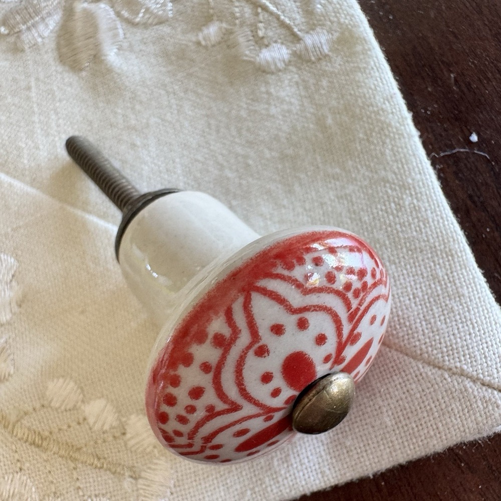 Hand Painted Ceramic Drawer Or Can bury Pull / Knob ~ Eclectic Boho Chic